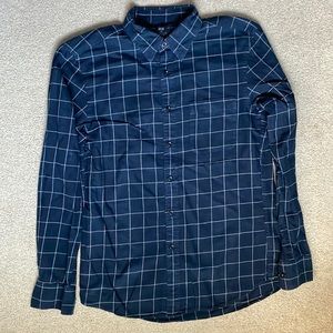 Uniqlo szXS 100% cotton navy/white button down shirt